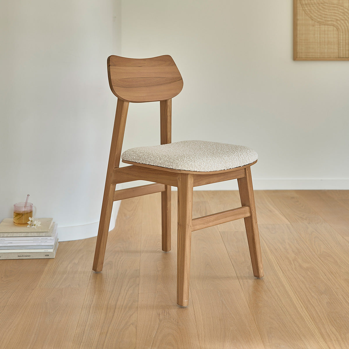 ADELE - Lot de 2 chaises en teck massif assise bouclette