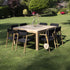Set di mobili da giardino in teak massello e corda per 8 pers.