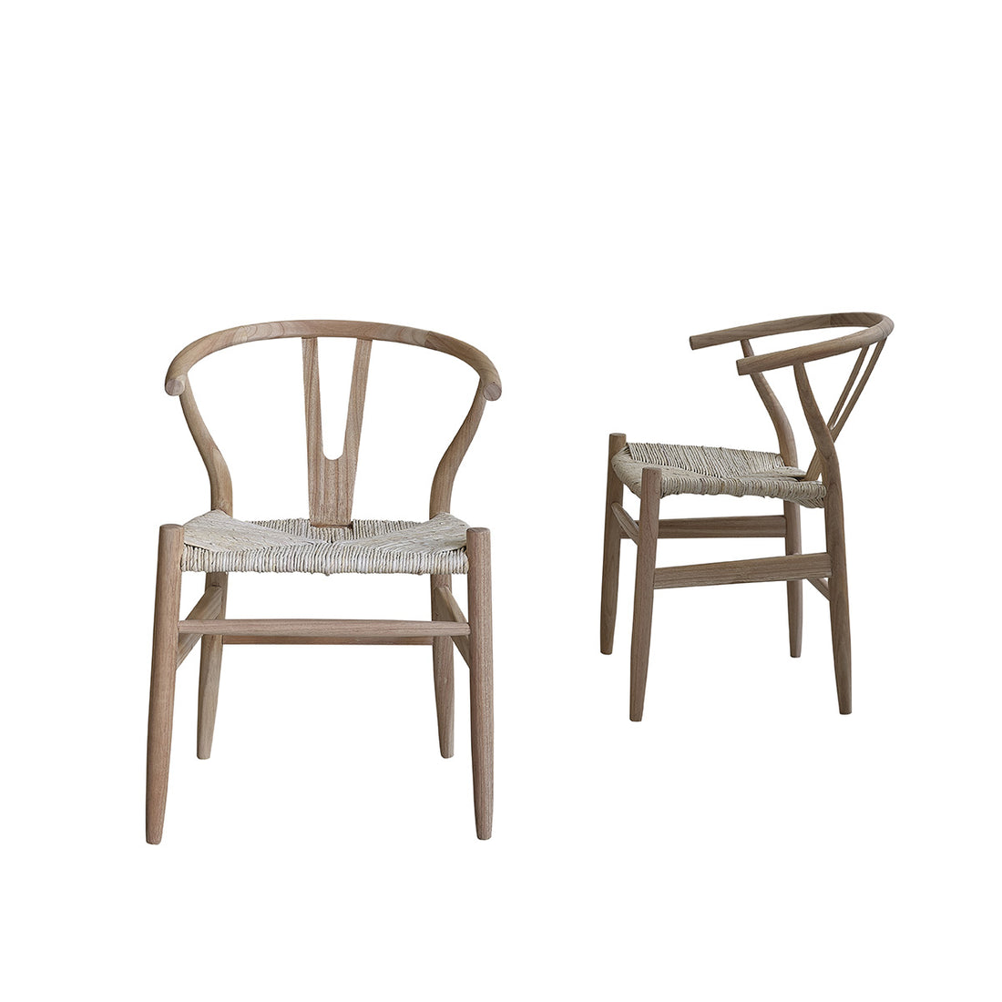 CAMILLE - Lot de 2 chaises en mindi massif et corde naturelle