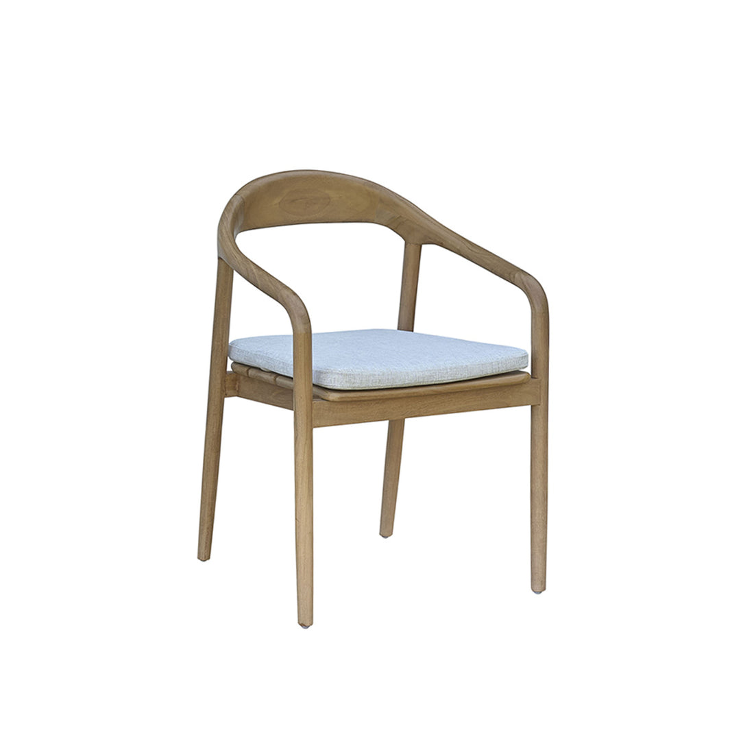 AMBRE - Poltrona da giardino in teak massello con cuscino grigio-beige