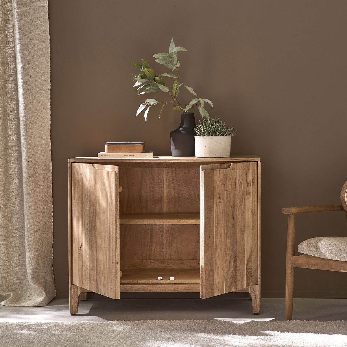 SAMSO - Credenza in legno massello di acacia da 100 cm