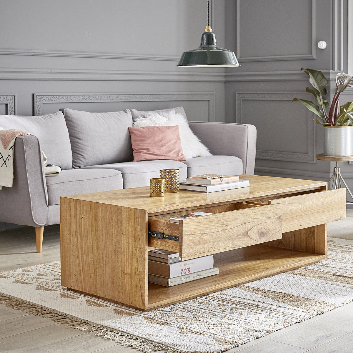 TILO - Couchtisch aus massivem Mindi-Holz 140 cm