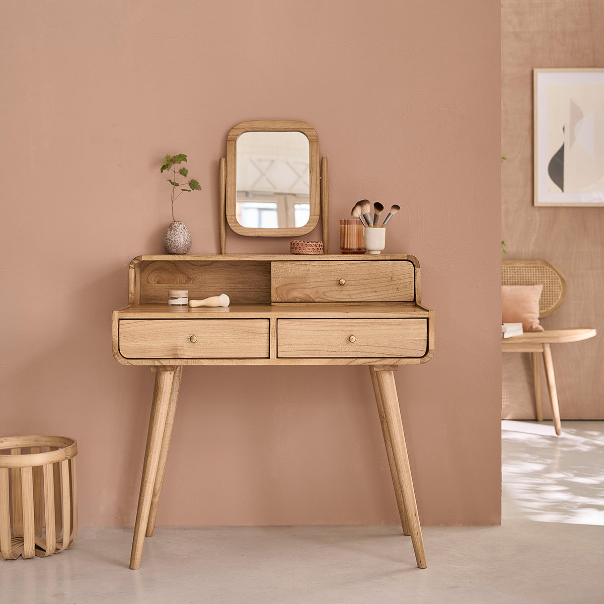 FIFTIES - Schminktisch aus massivem Mindi 90 cm