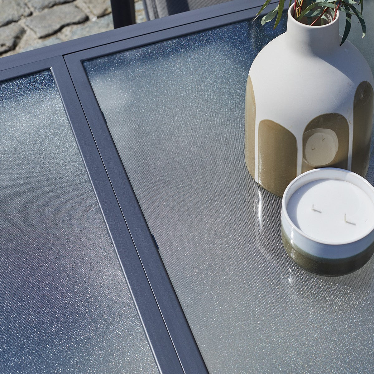 MODULO - Ausziehbarer Gartentisch aus grauem Aluminium 4/8-Sitzer
