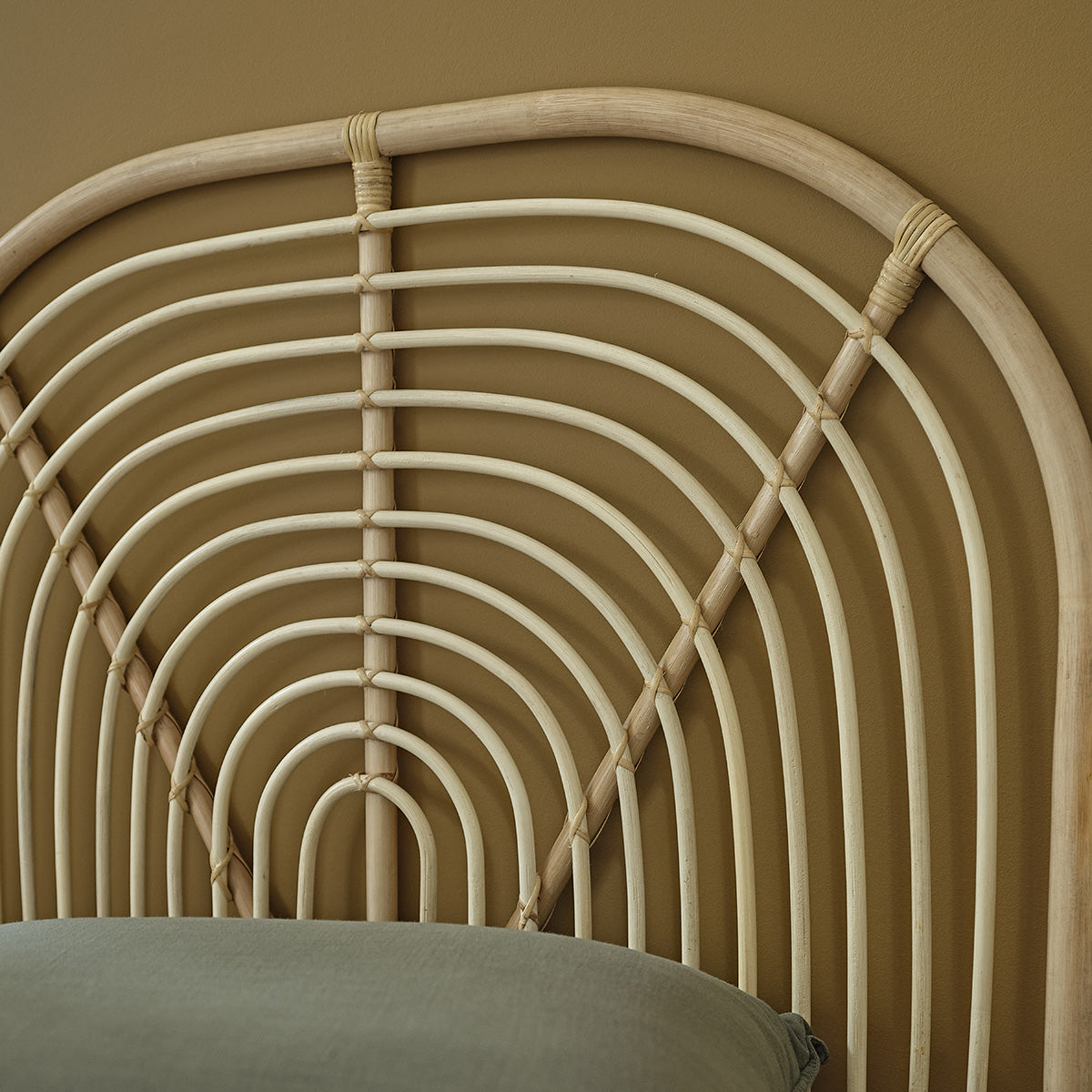 BOHO - Tête de lit enfant arrondie en rotin 90 cm