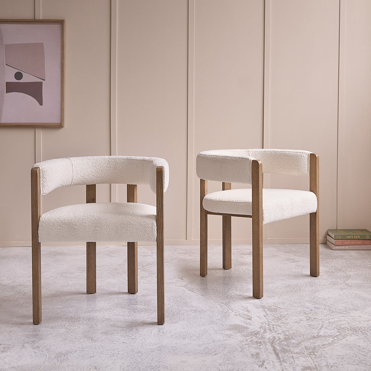 CLÉA - Sedia in rovere e tessuto bouclé