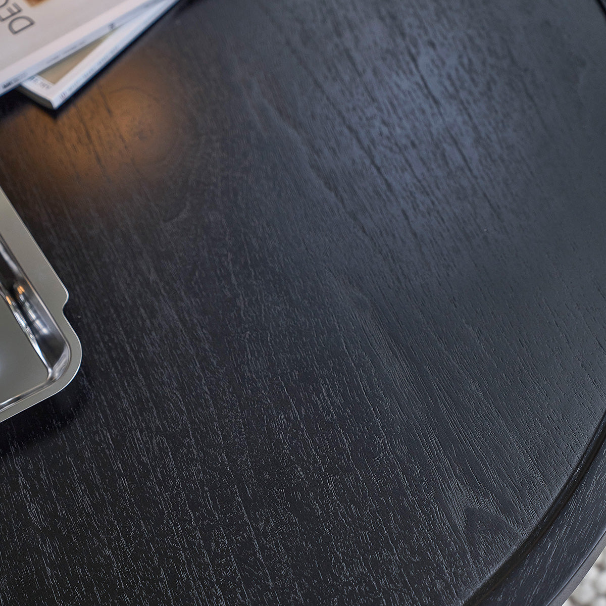 LOUISA - Runder Couchtisch aus massivem schwarzem Mindi, Ø 100 cm