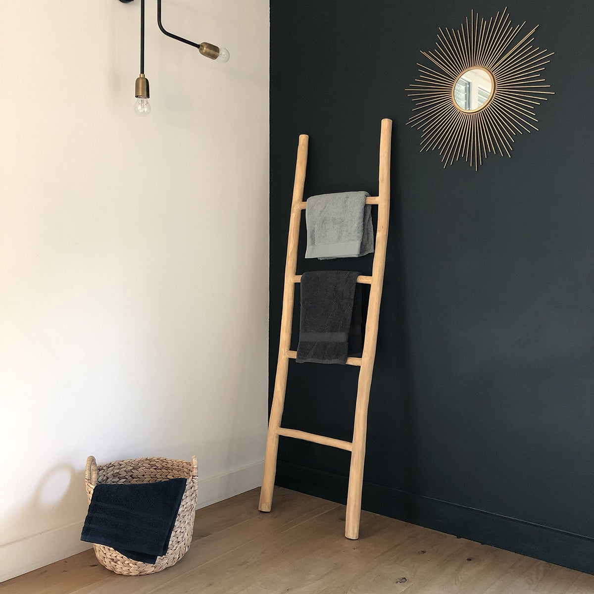 CLARA - Échelle porte-serviettes en teck massif 150 cm