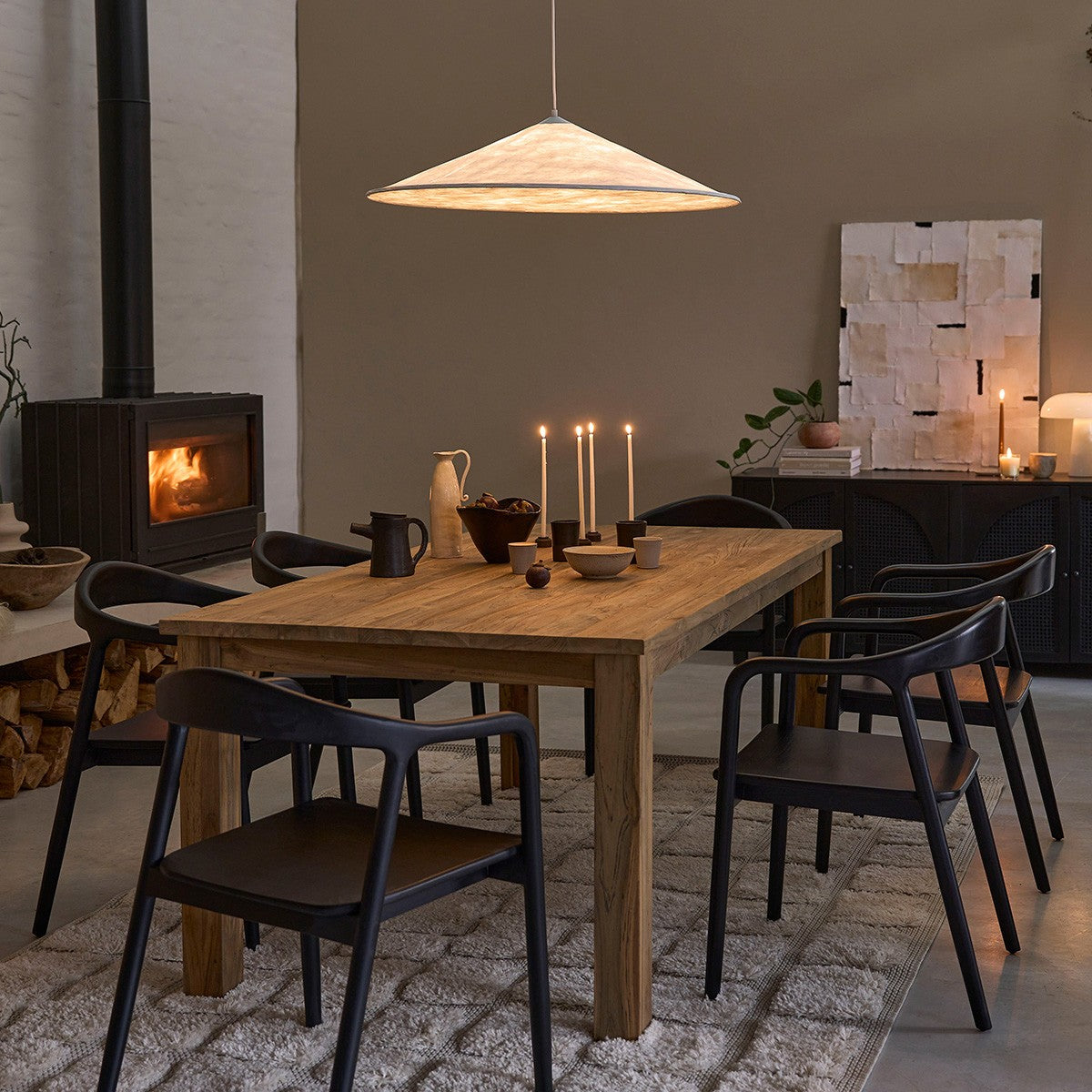 AMBRE - Set von 2 Stühlen aus massivem Teakholz in Schwarz