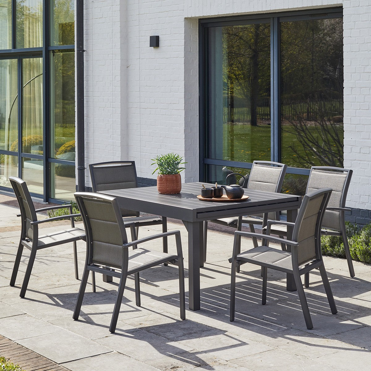 MODULO - Salon de jardin en aluminium extensible 6/10 pers.