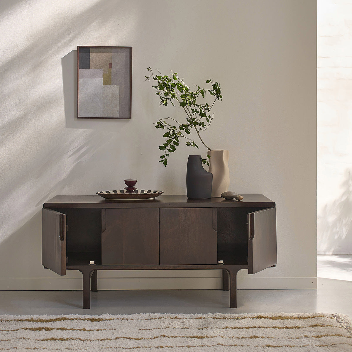 LAZARE - Meuble TV en manguier massif 120 cm