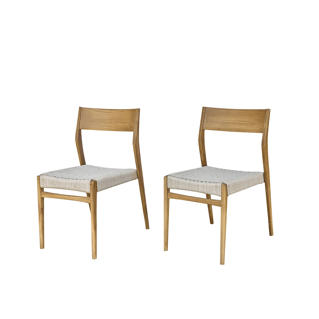 LIVIE - Sedia da giardino in teak massello e corda beige (set di 2)
