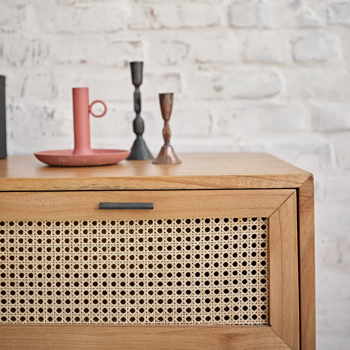 ALBA - Commode en mindi massif et cannage 100 cm