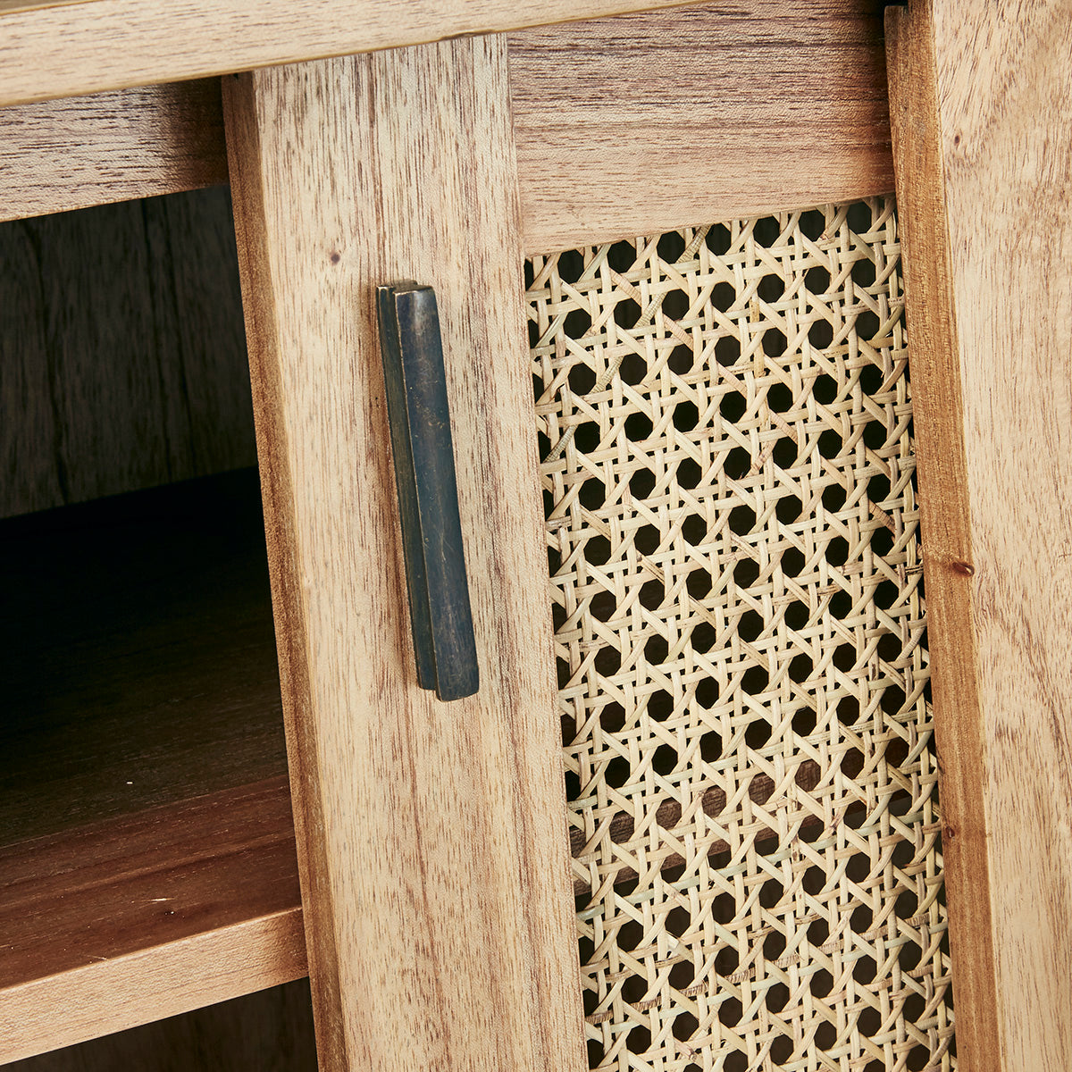 AUBIN - Commode en mindi massif et cannage 100 cm