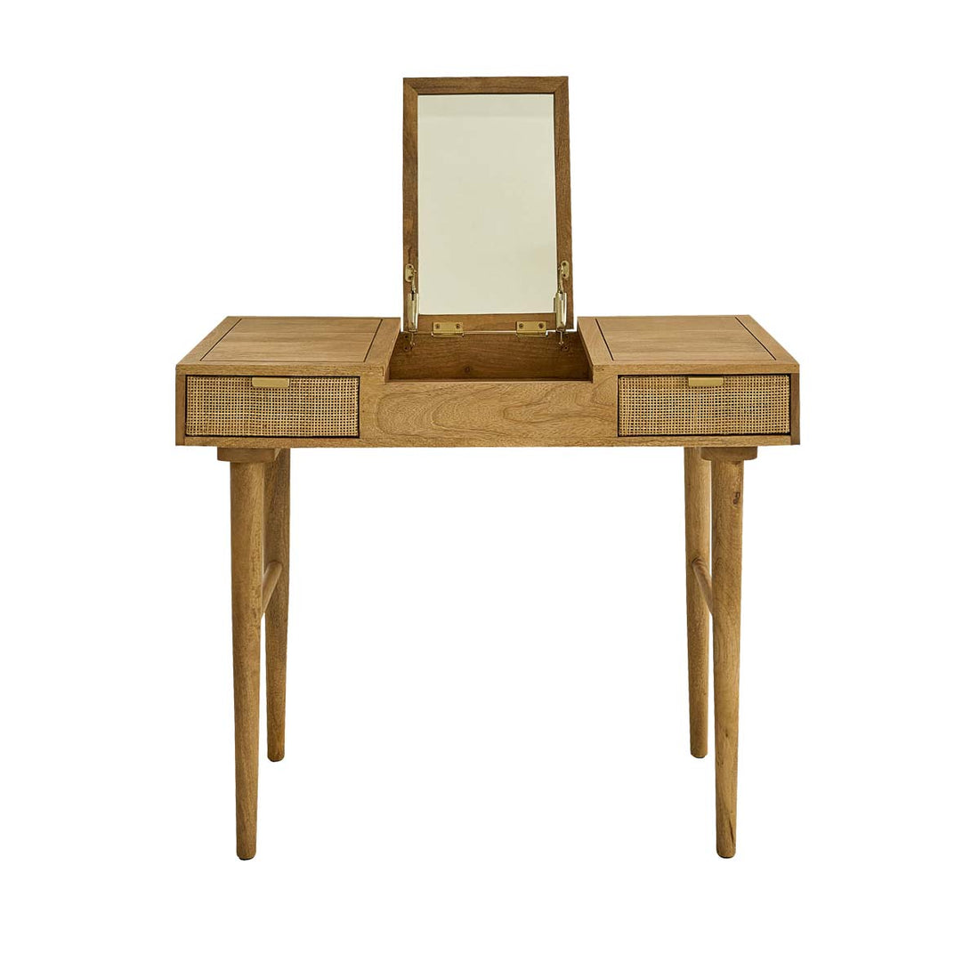 FELICIE - Coiffeuse en manguier massif et cannage 90 cm