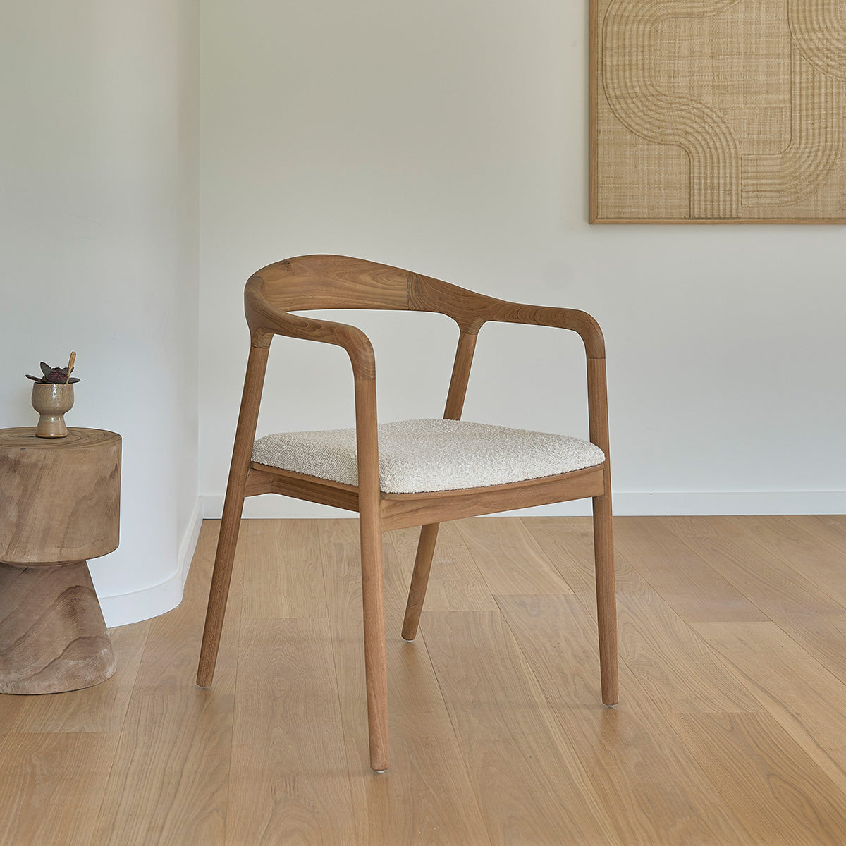 AMBRE - Lot de 2 chaises en teck massif assise bouclette