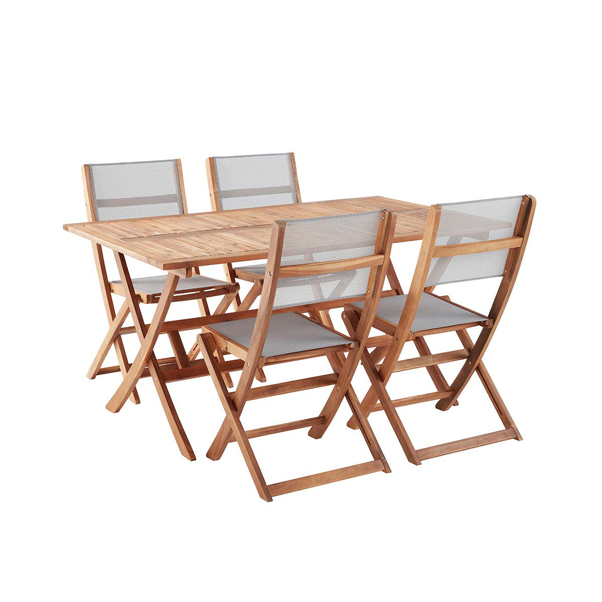 HANOÏ - Set di mobili da giardino in legno massello di acacia e textilene grigio 4 pers.