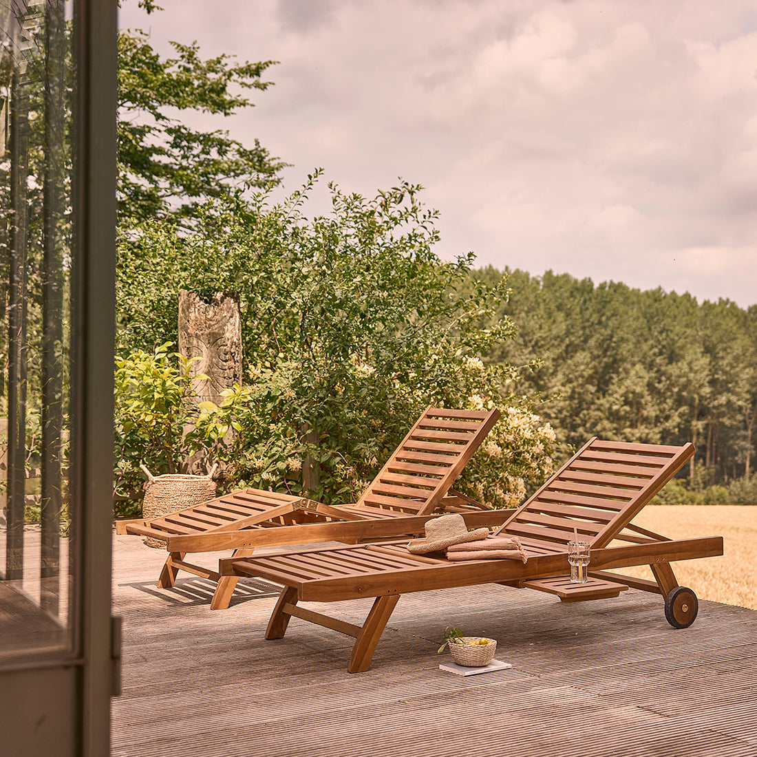 BALI - Bain de soleil en teck huilé massif (lot de 2)