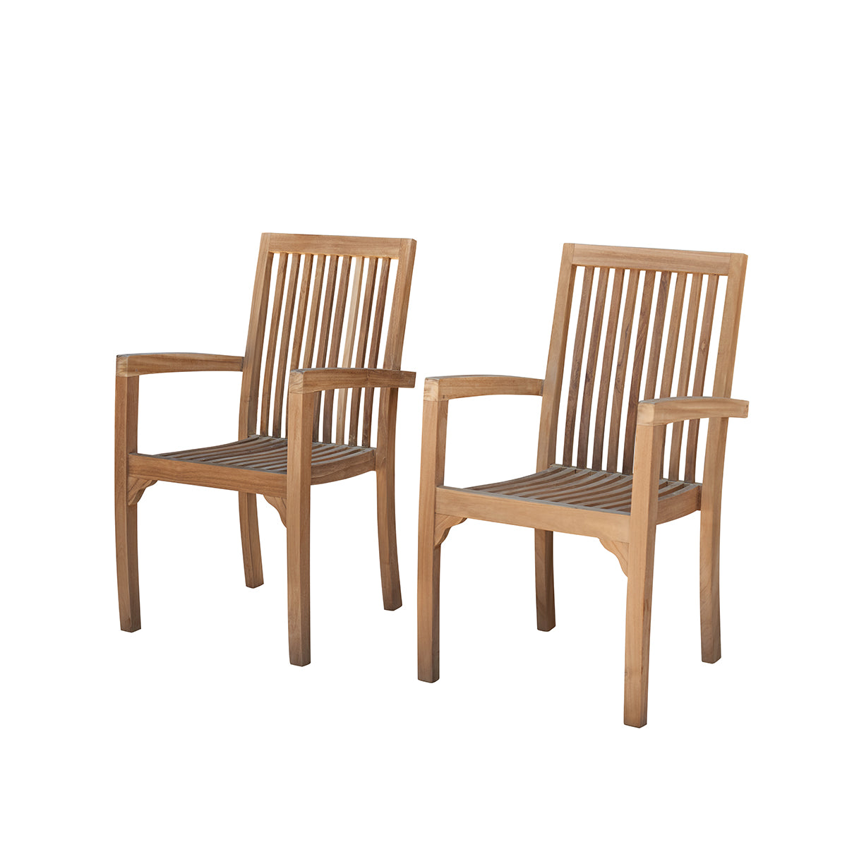 MALTE - Poltrone da giardino in teak massello impilabili (set di 2)