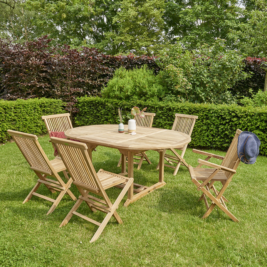 MIDLAND - Salon de jardin en teck massif extensible 6/8 pers.