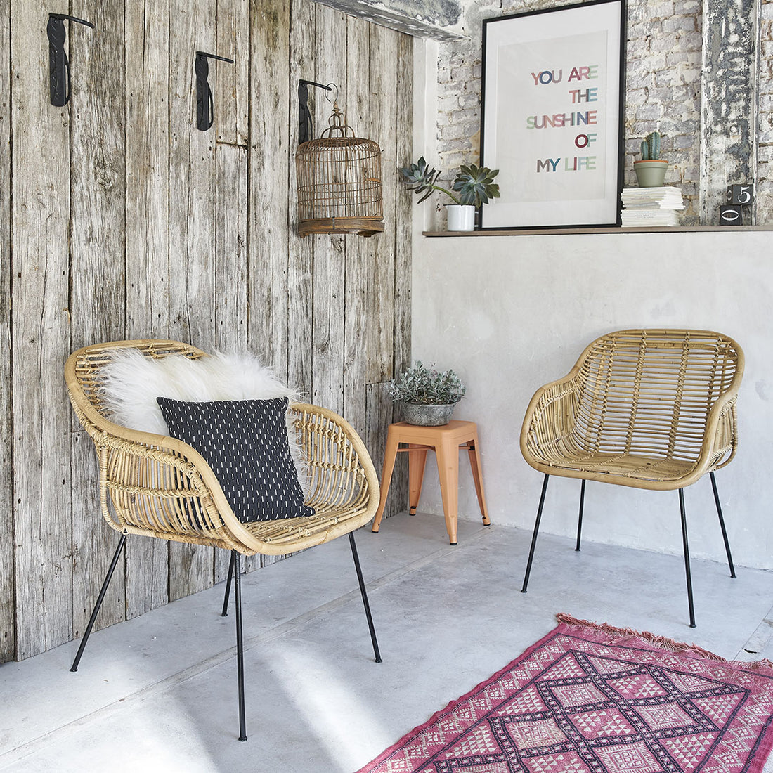 BOHEMA - Set aus 2 Stühlen aus Rattan und Metall