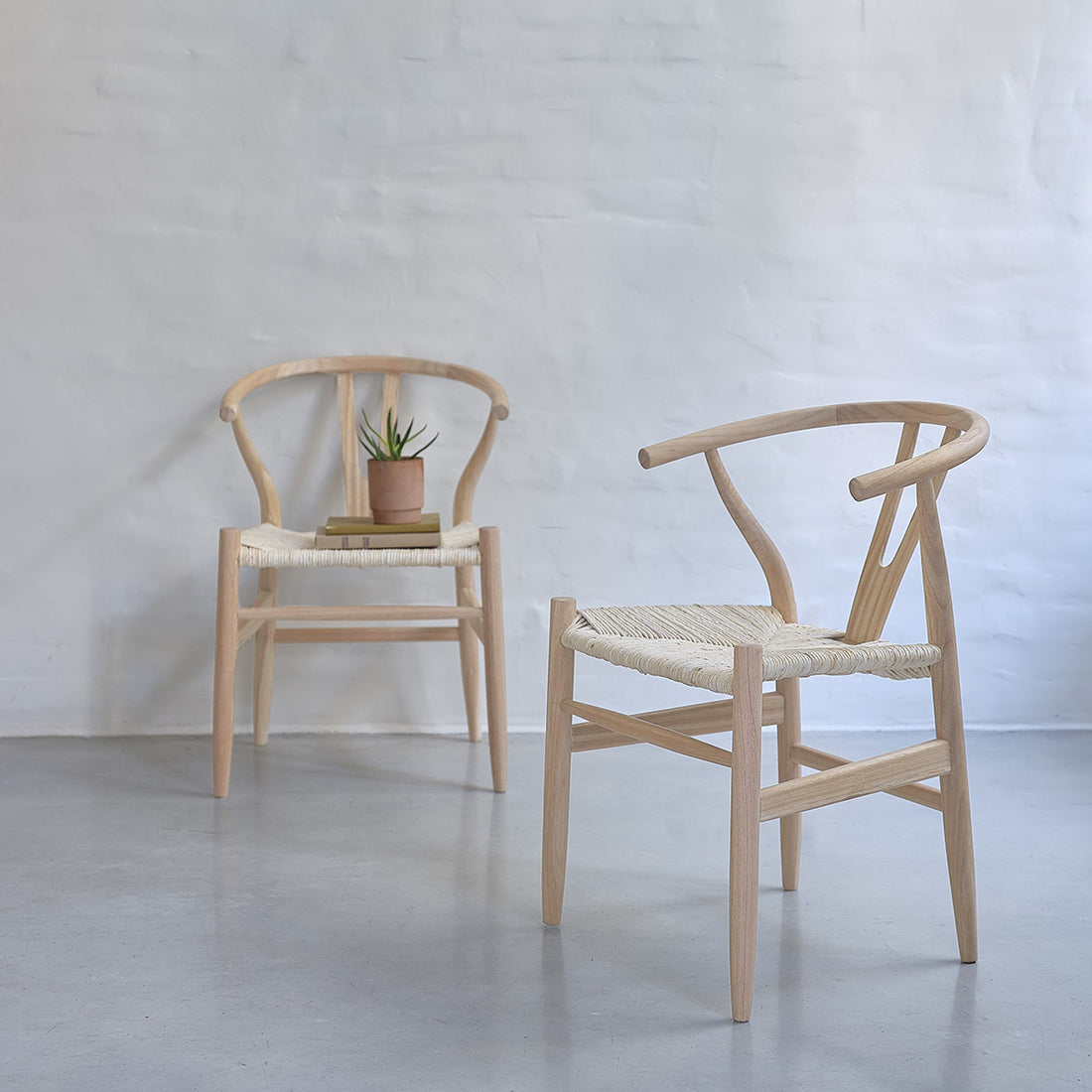 CAMILLE - Lot de 2 chaises en mindi massif et corde naturelle