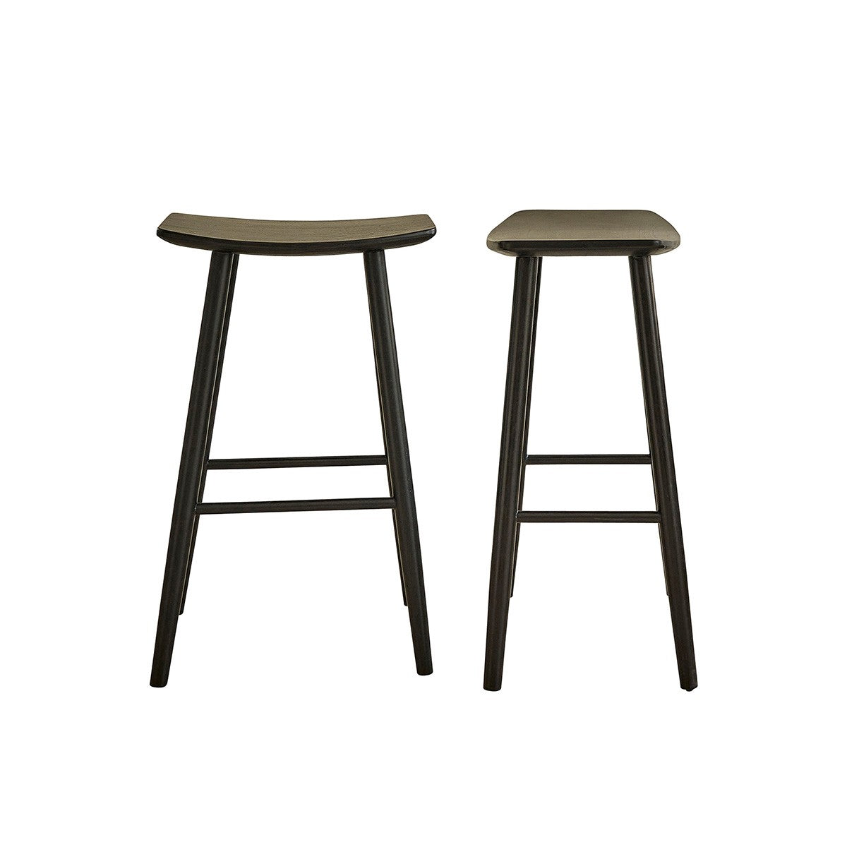 AMBRE - Set aus 2 Barhockern aus massivem Teakholz schwarz 75 cm