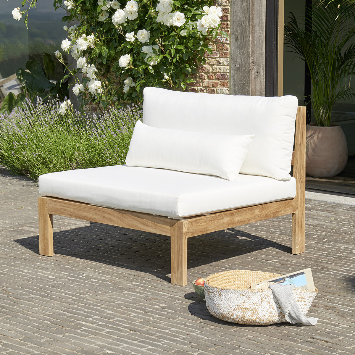 PALMA - Salon de jardin bas en teck massif blanc