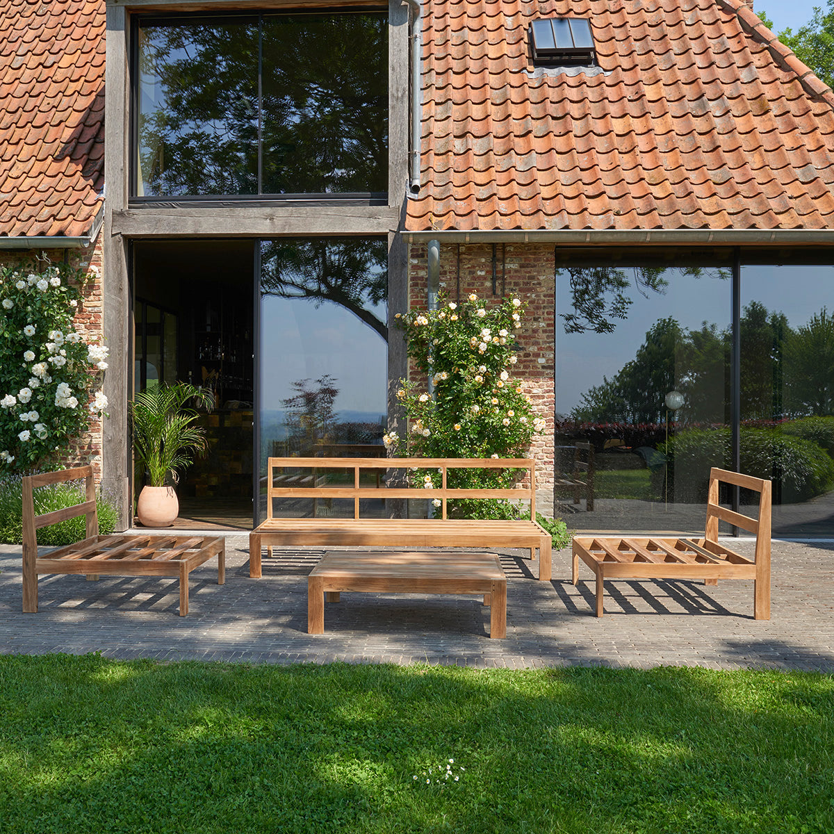 PALMA - Salon de jardin bas en teck massif blanc