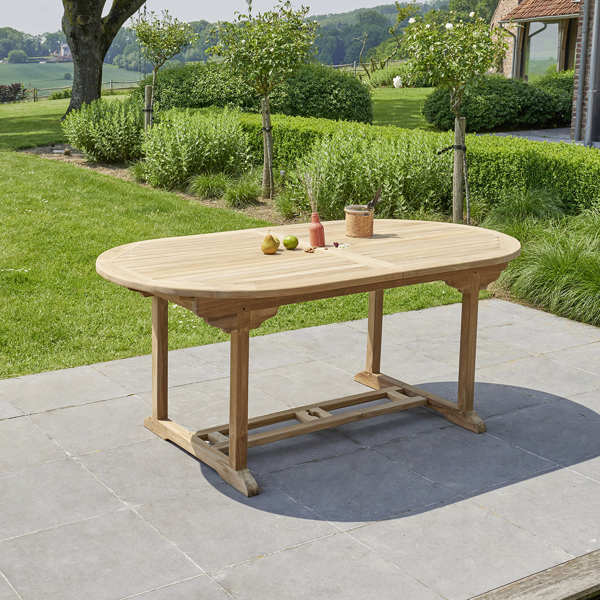 MIDLAND - Salon de jardin extensible en teck 8 à 10 places