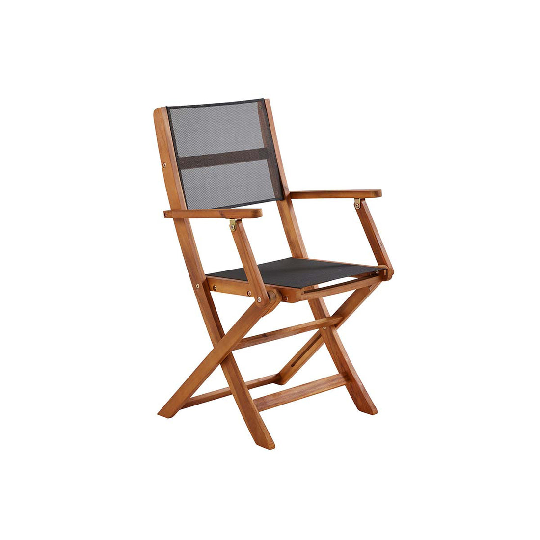 HANOÏ - Fauteuil de jardin en acacia massif et textilène noir