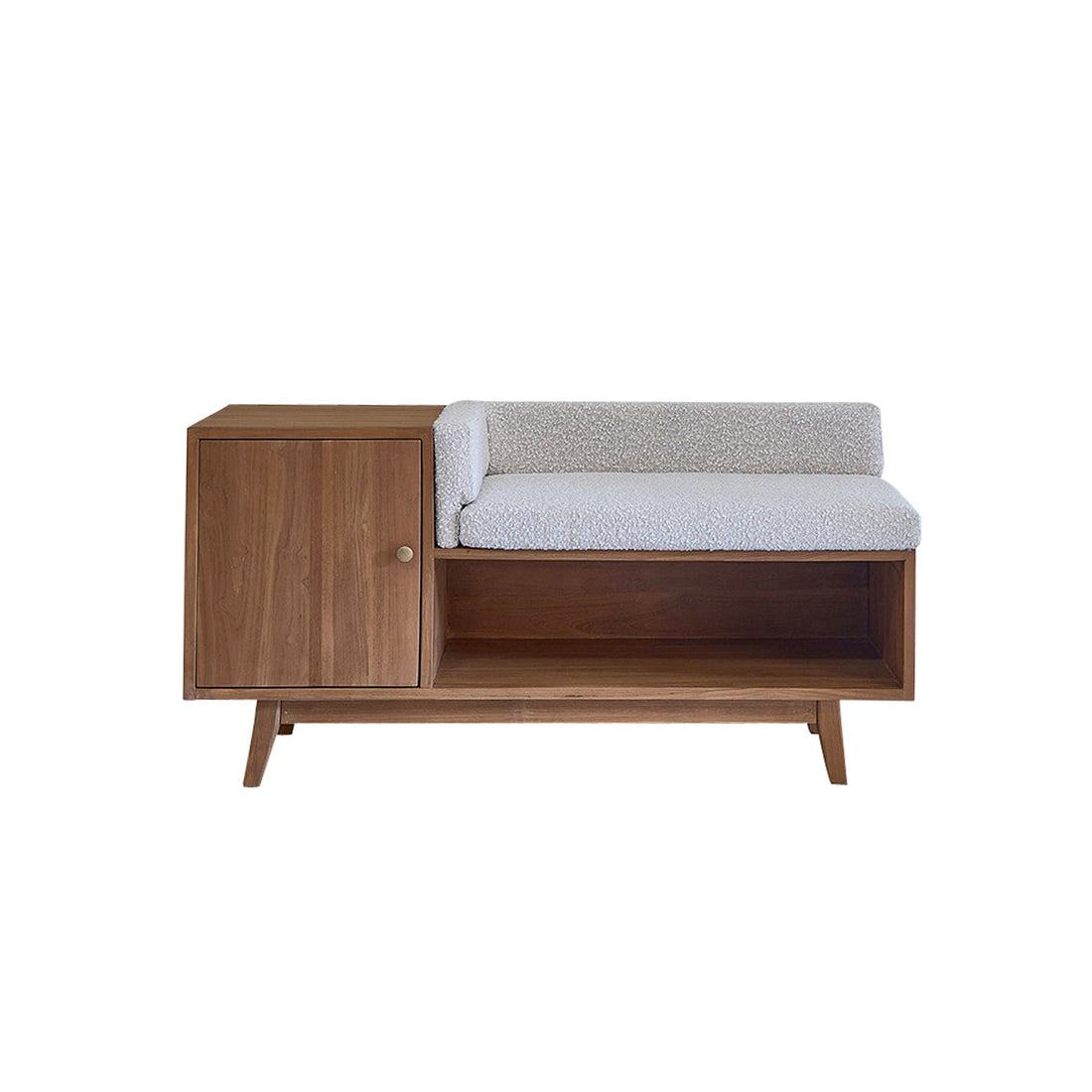 SERENE - Panchina in teak massello e tessuto bouclé 120 cm