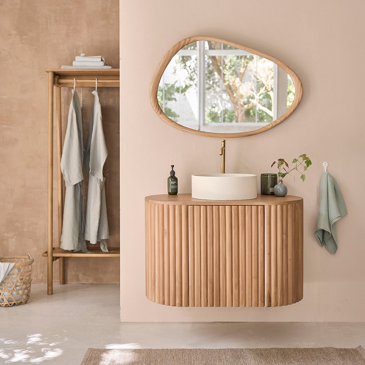 FIFTIES - Spiegel aus massivem Mindi 90x60 cm