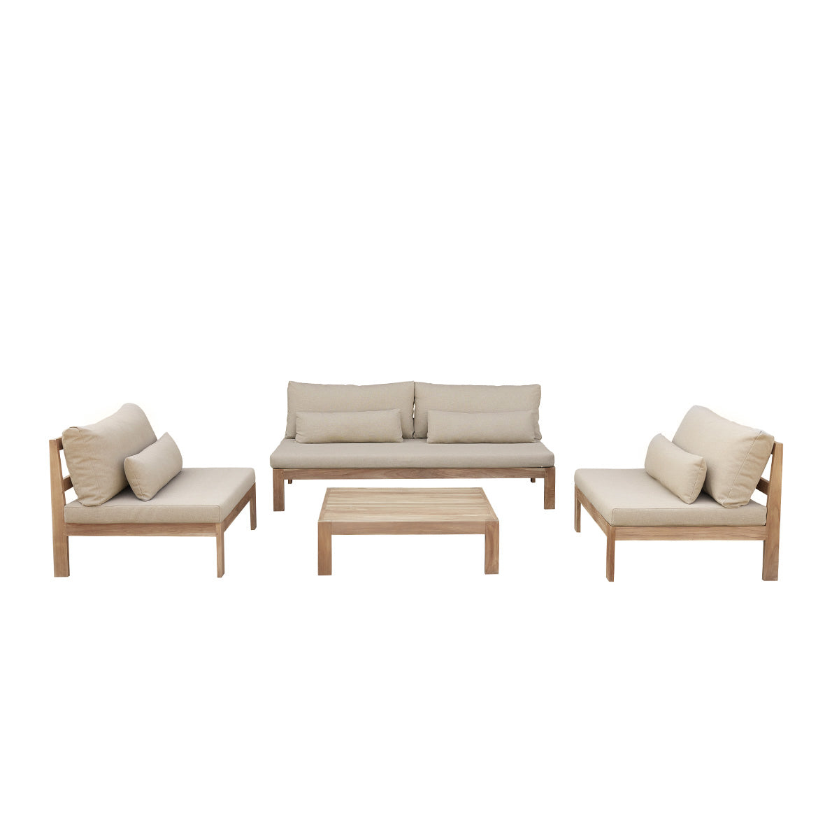 PALMA - Salon de jardin bas en teck massif taupe