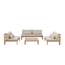 Salon de jardin bas en teck massif taupe