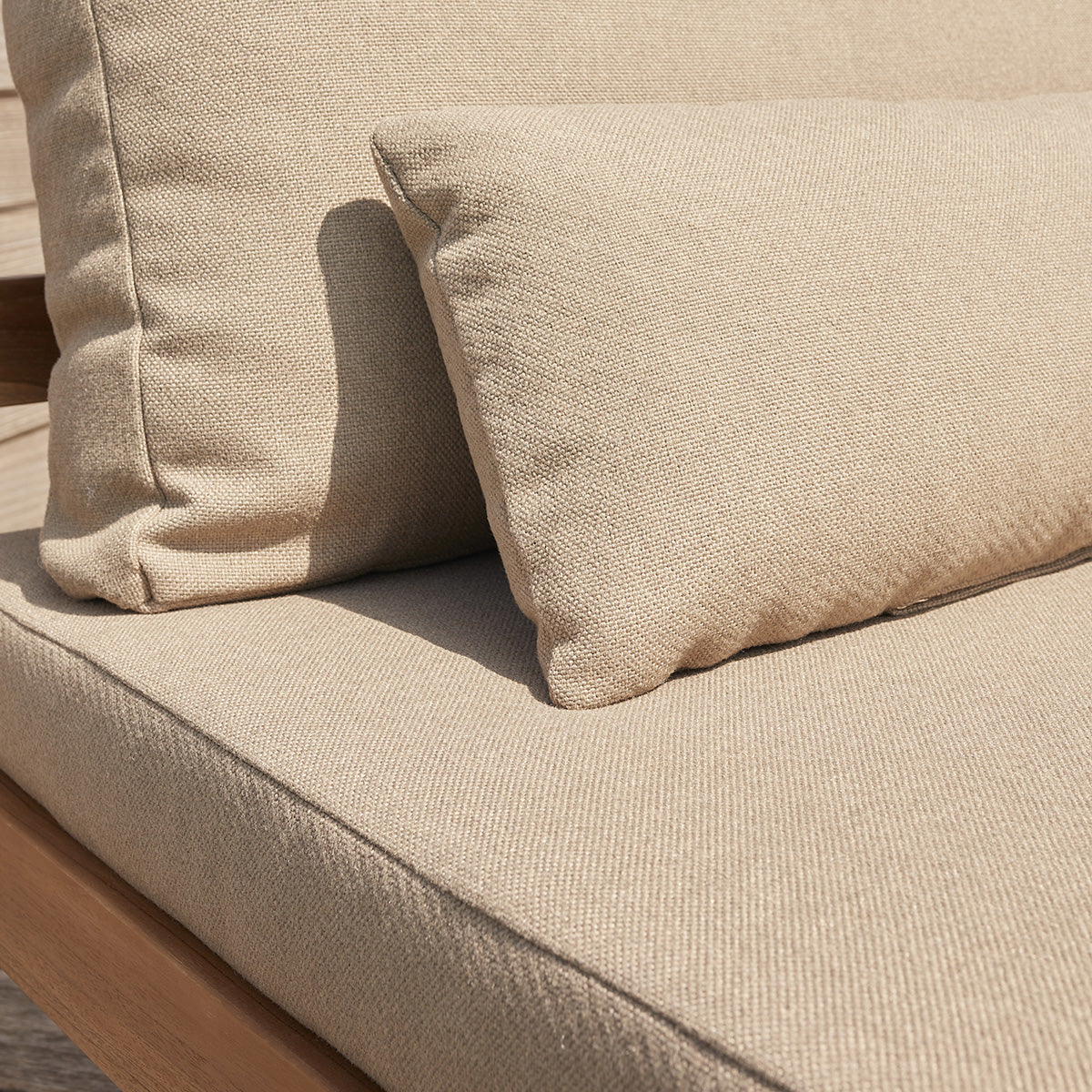 PALMA - Salon de jardin bas en teck massif taupe