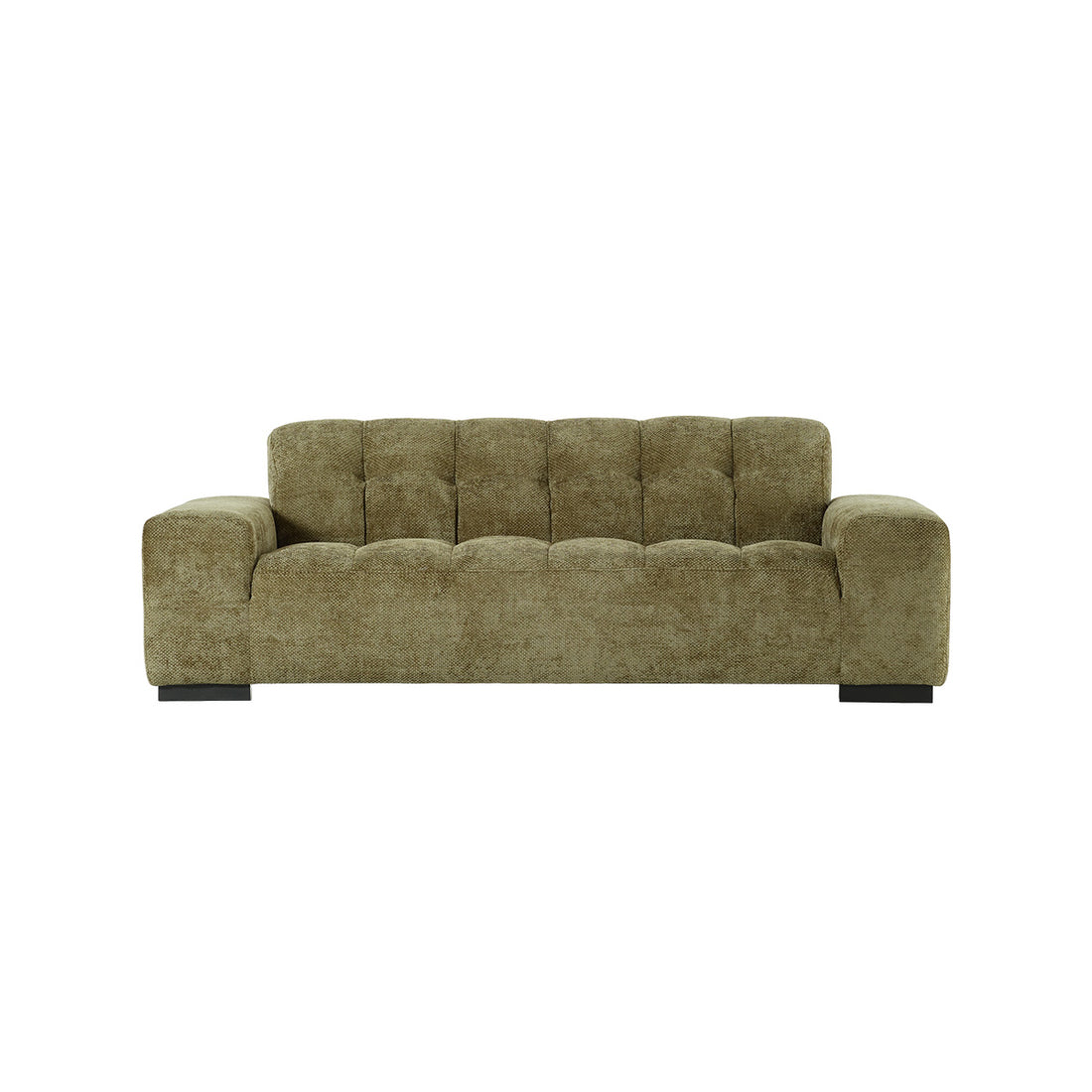 ALPHONSE - Gerades 3-Sitzer-Sofa aus khakifarbenem Geflechtvelours