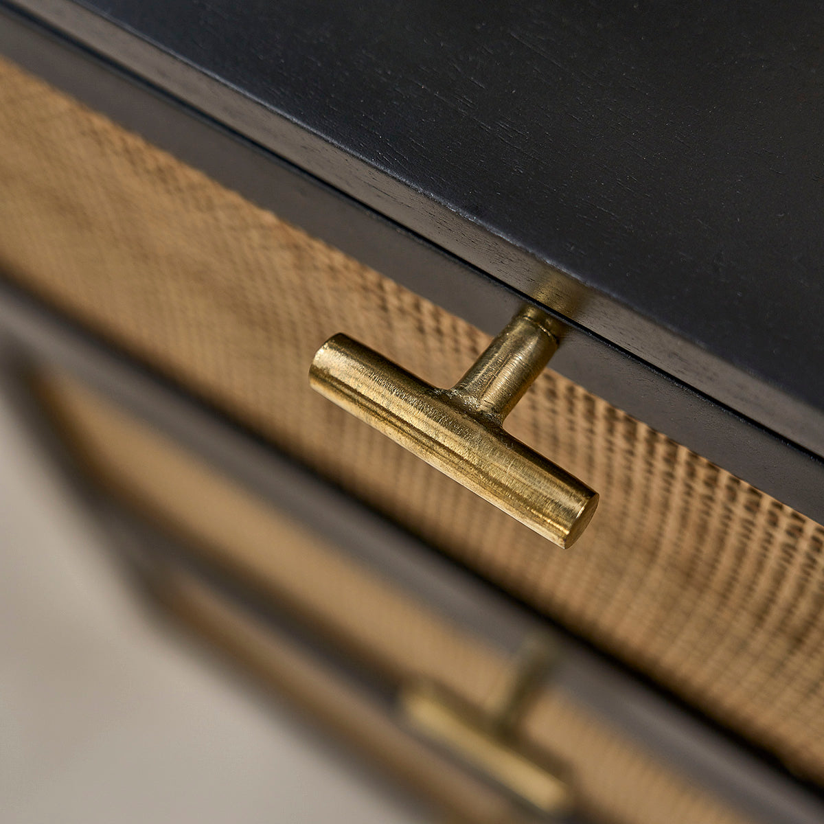 BLAISE - Commode en manguier massif et cannage noire 90 cm