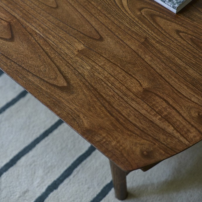 VINTAGE - Table basse en mindi massif finition noyer 130 cm