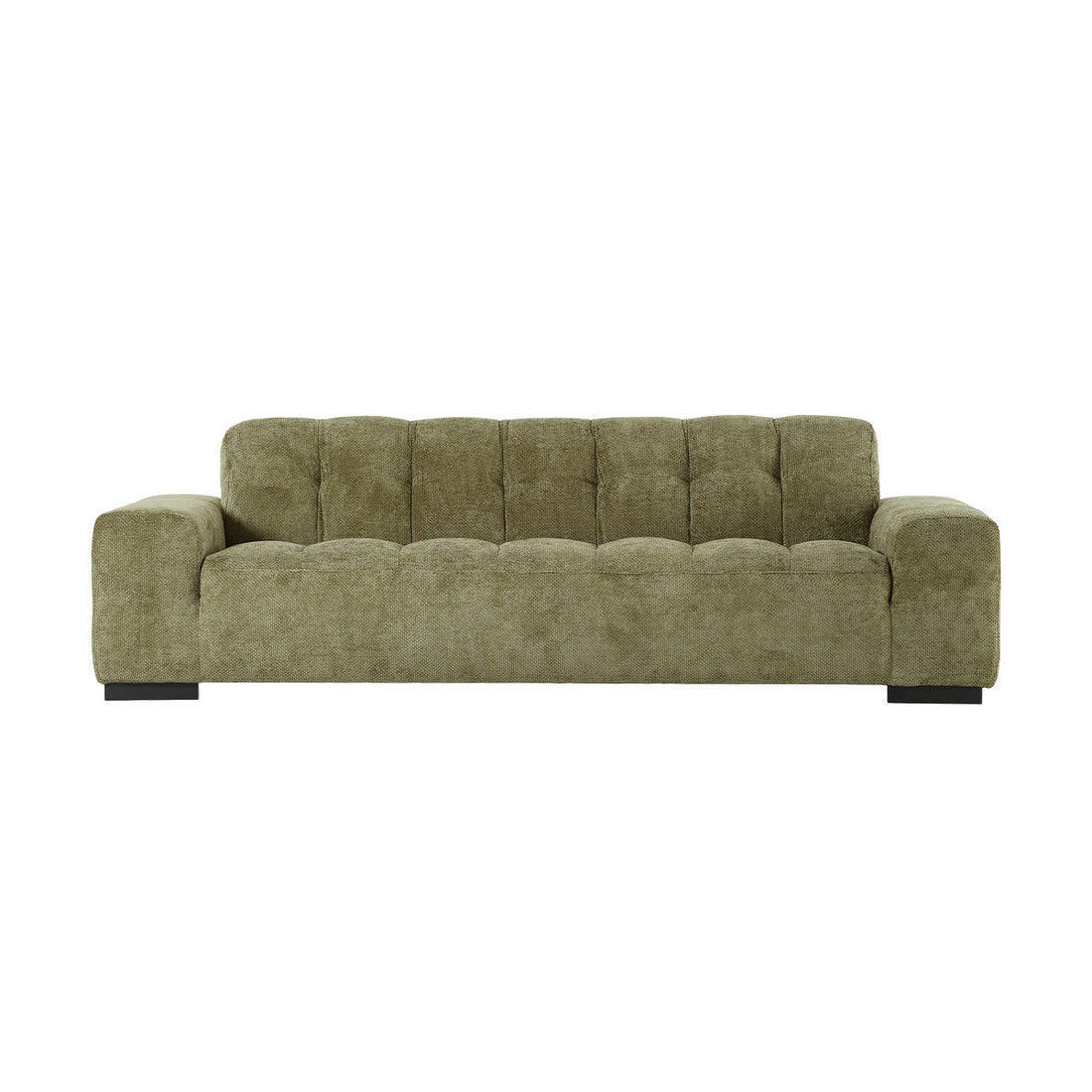 ALPHONSE - Gerades 4-Sitzer-Sofa aus khakifarbenem Geflechtvelours