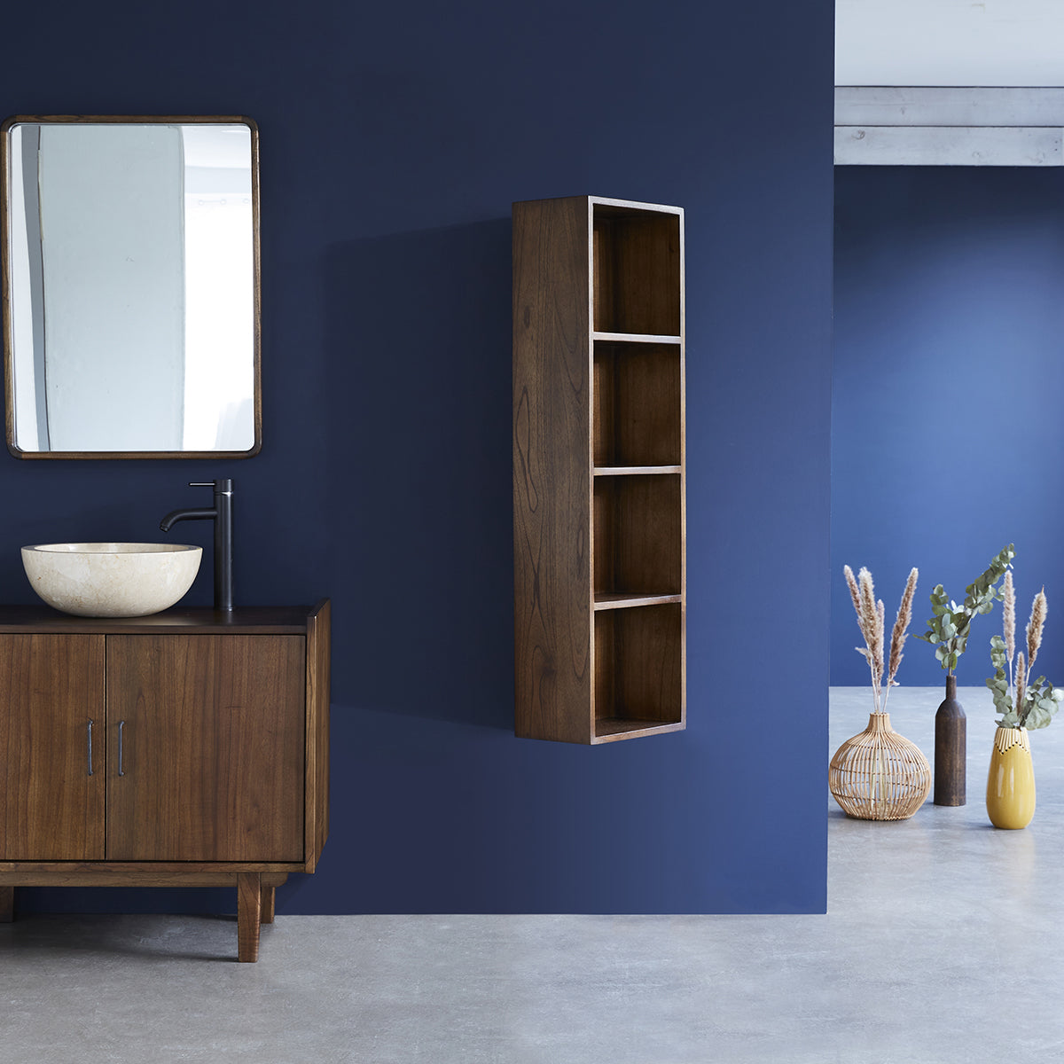 VINTAGE - Badezimmersäule aus massivem Mindi, hängend, 120 cm