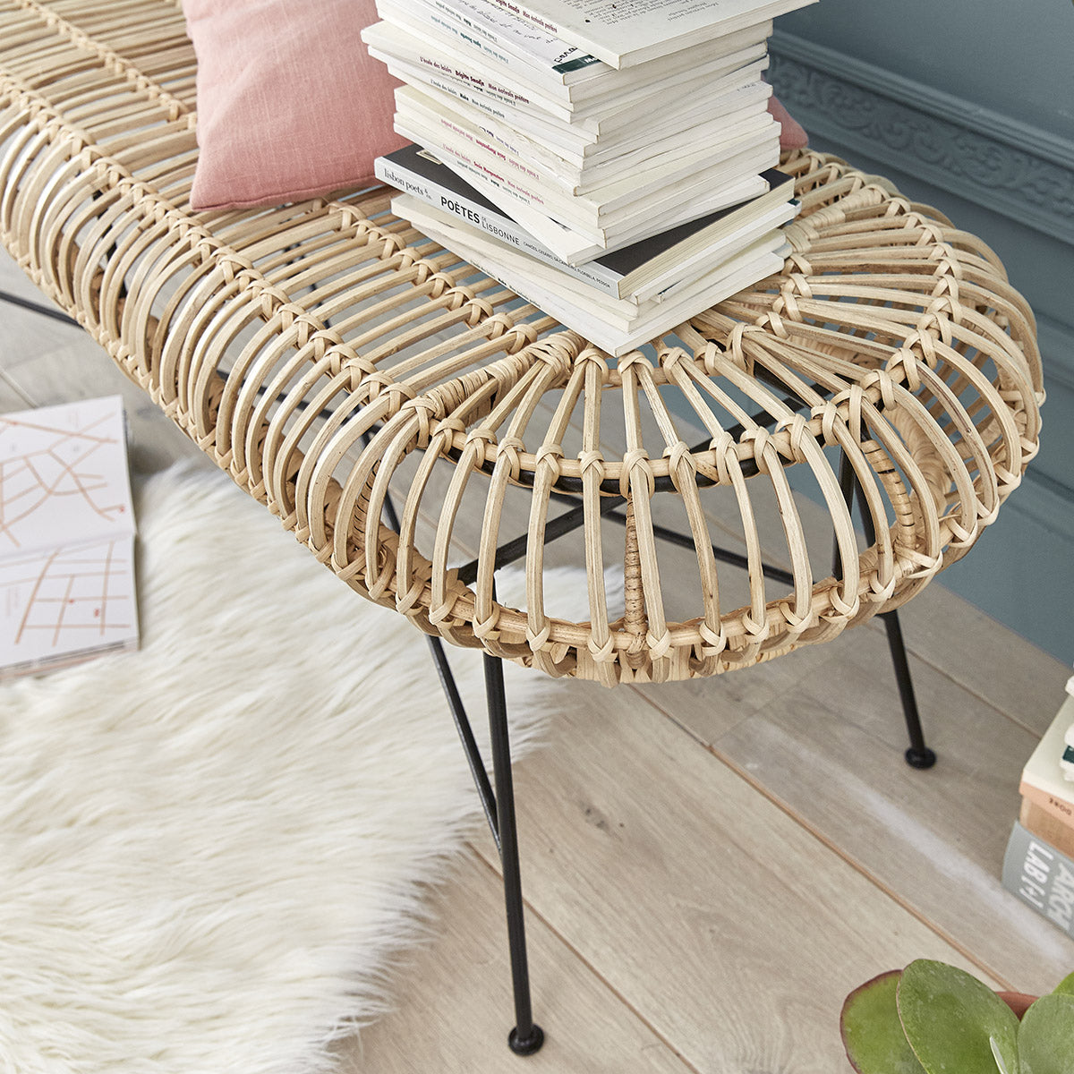 BOHEMA - Banc en rotin et métal