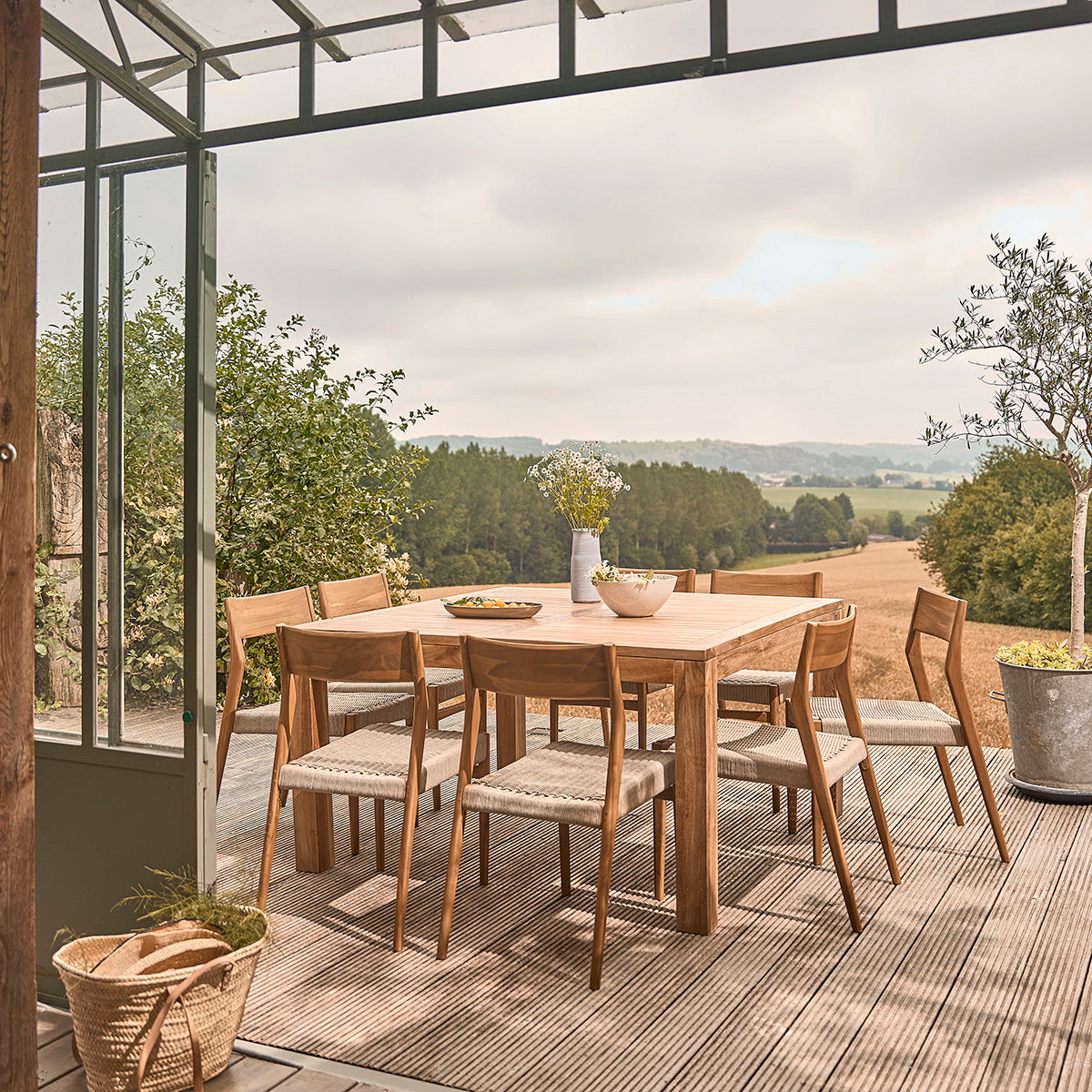 LIVIE - Set di mobili da giardino in teak massello 8 pers.