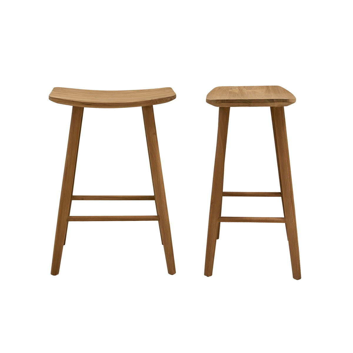 AMBRE - Set di 2 sgabelli da bar in teak massello 65 cm