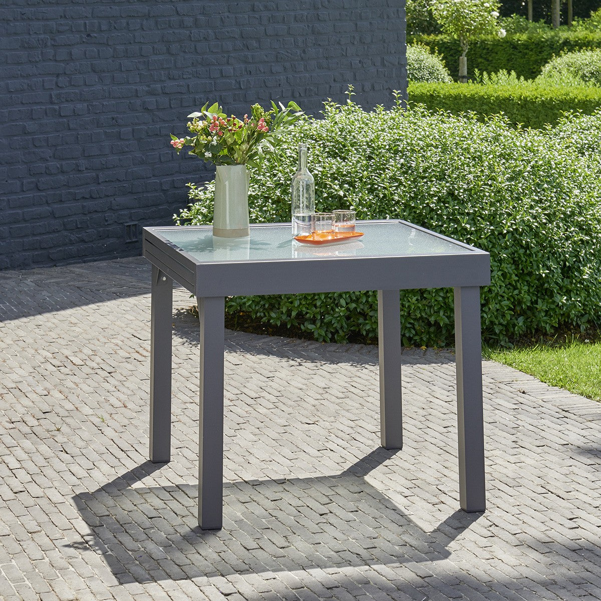 MODULO - Ausziehbarer Gartentisch aus grauem Aluminium 4/8-Sitzer