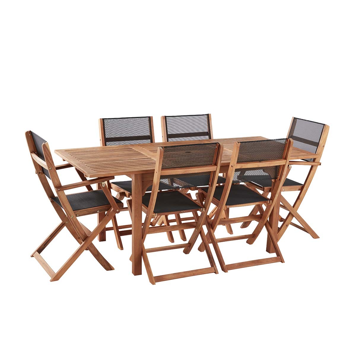 HANOÏ - Salon de jardin en acacia extensible 6/8 pers.