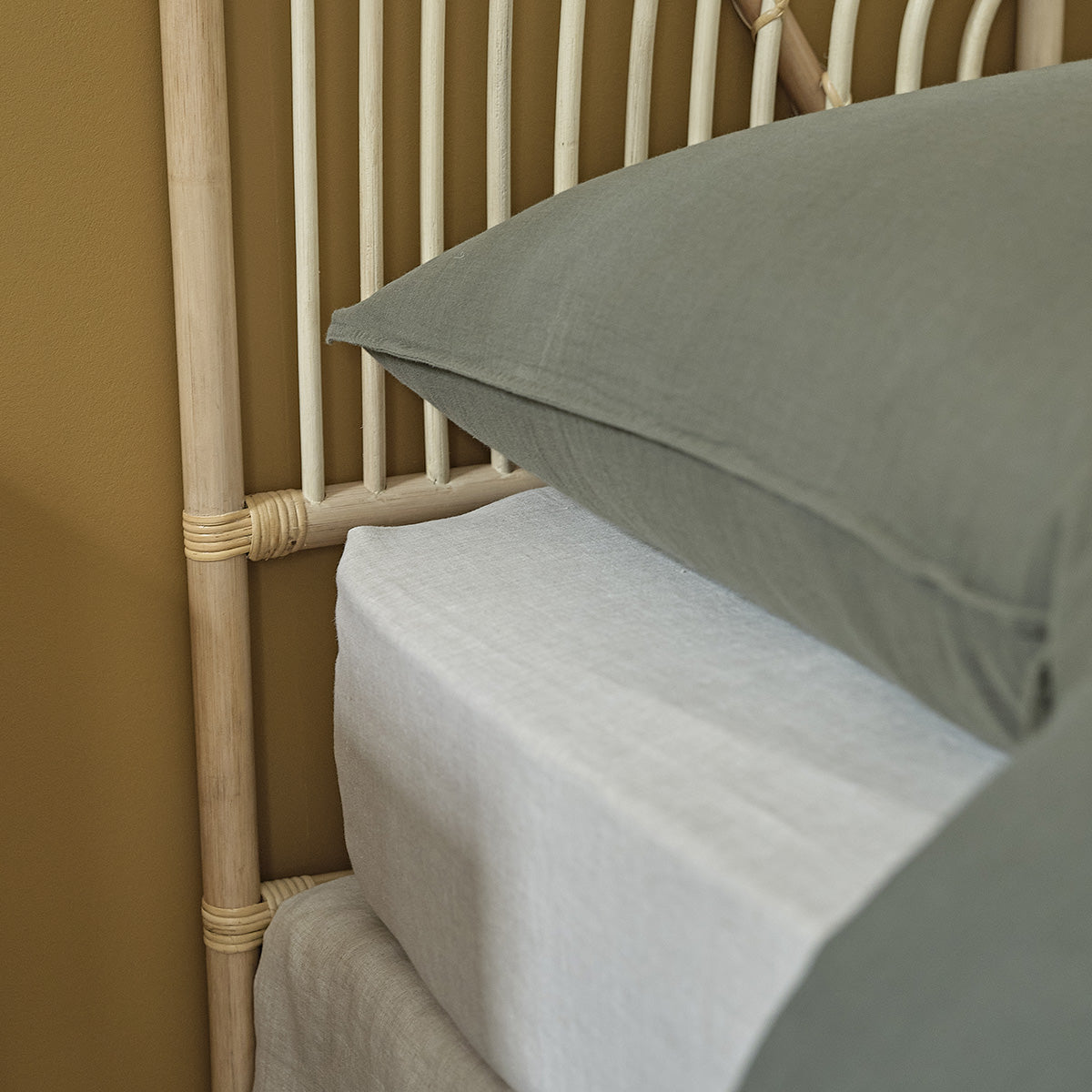 BOHO - Tête de lit enfant arrondie en rotin 90 cm