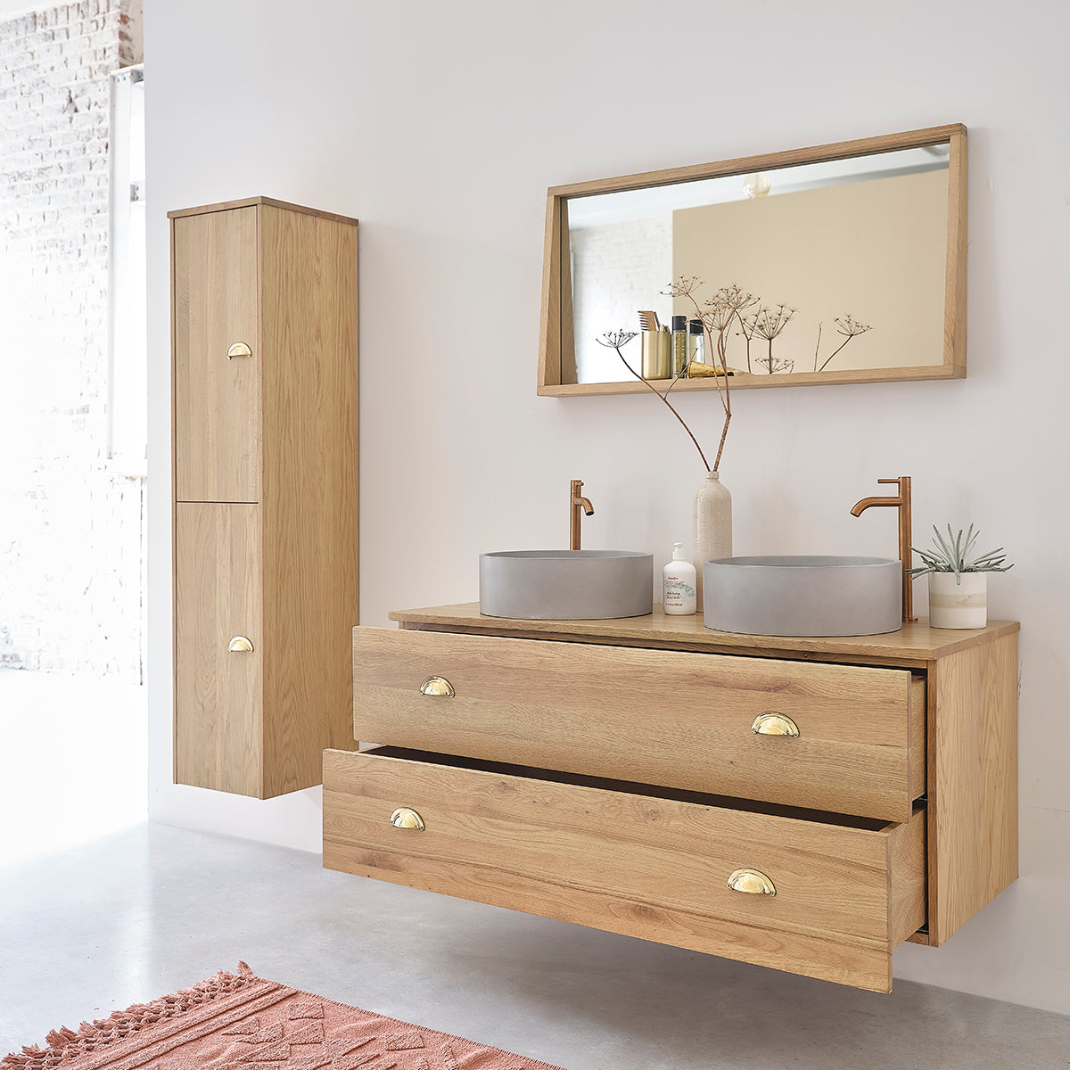MARGAUX - Meuble sous vasque en chêne suspendu 120 cm