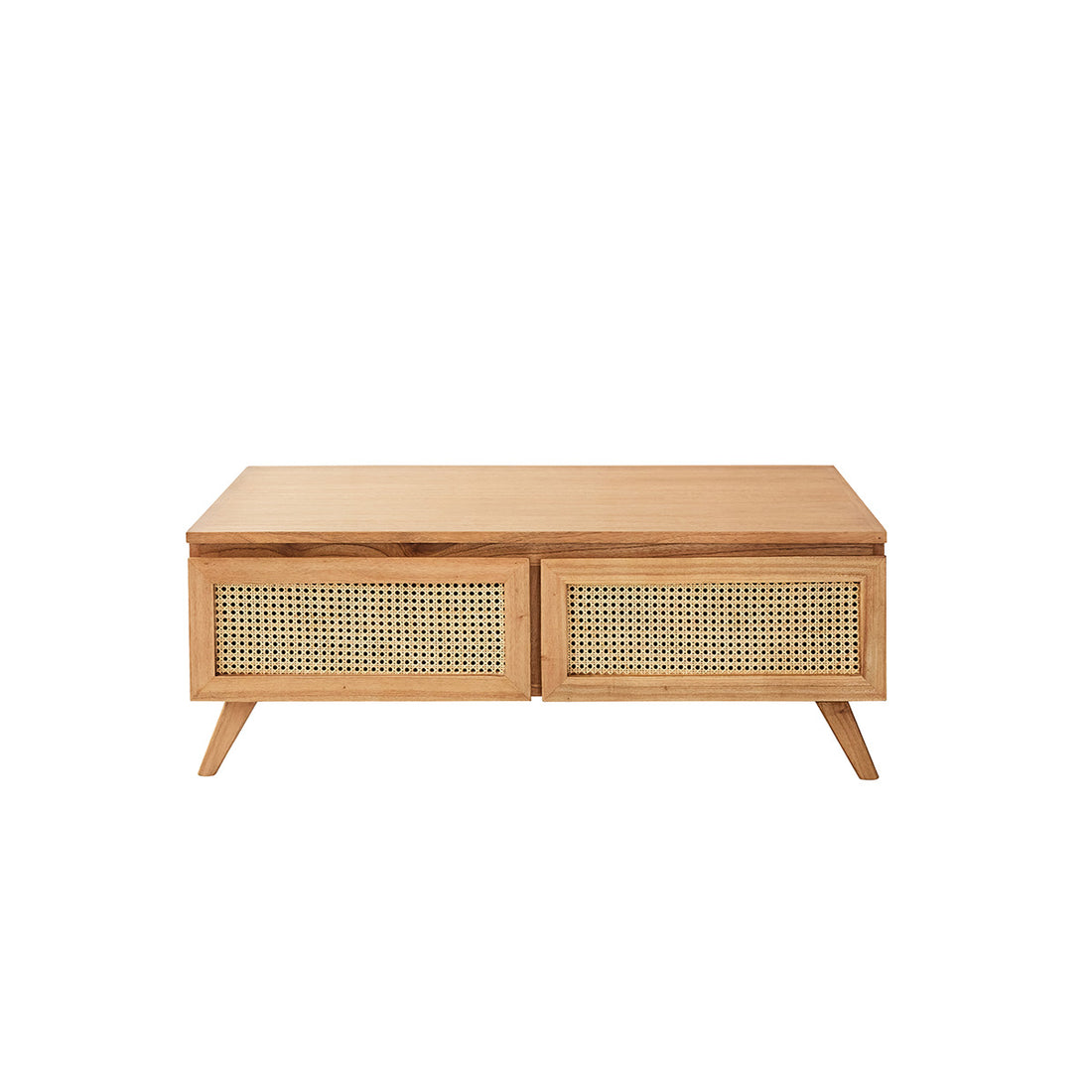 ISÉE - Table basse en mindi massif et cannage 110 cm