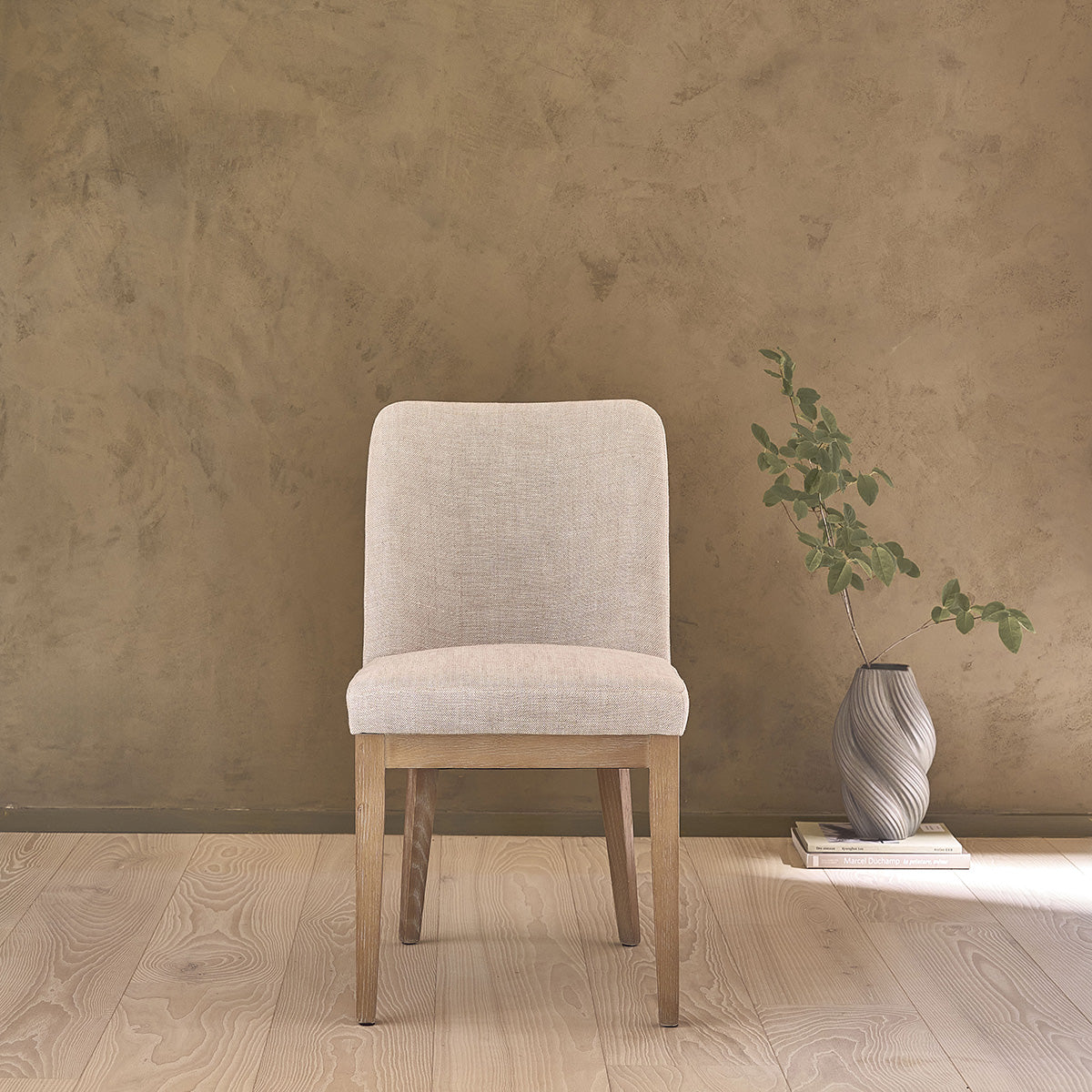 MARGOT - Lot de 2 chaises en chêne massif et tissu lin